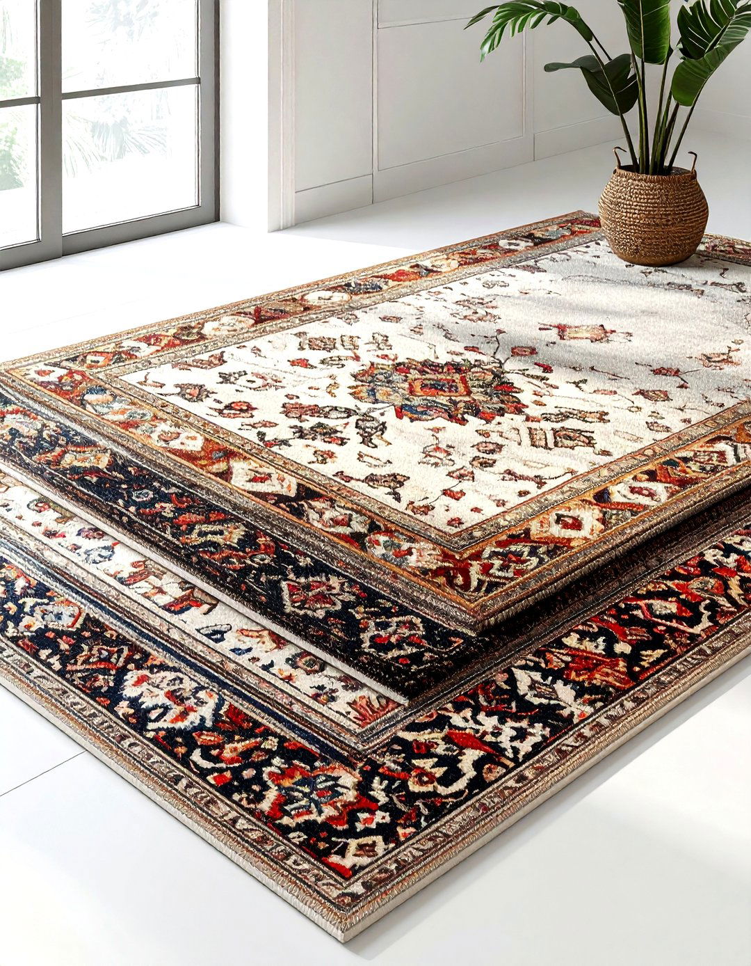 Layered area rugs - 30 living room hosting ideas