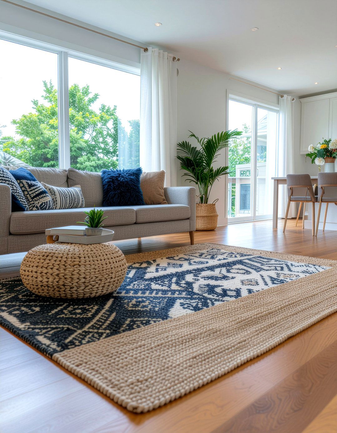 Layered area rugs - 30 cozy living room ideas