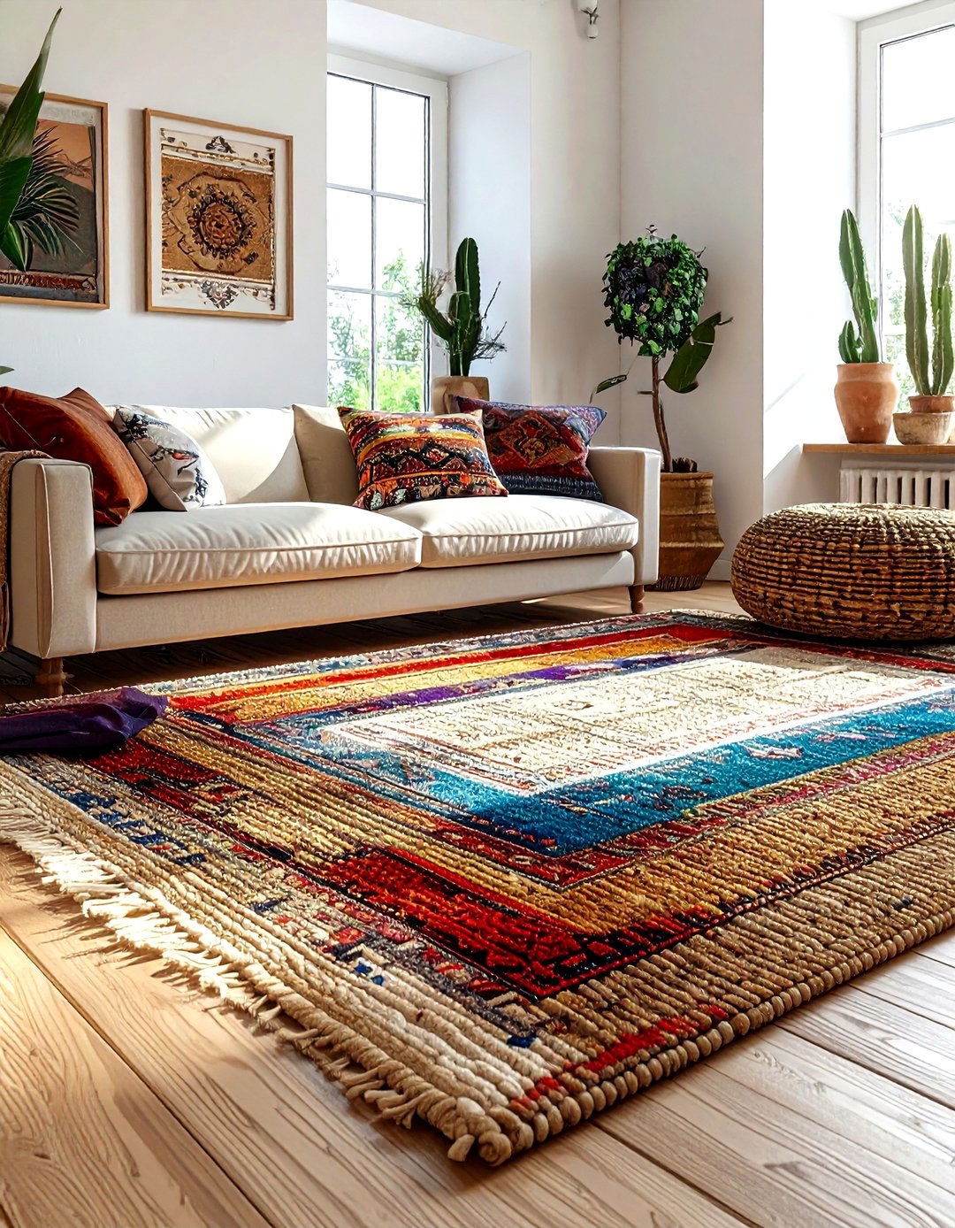 Layered carpet look - 30 living room carpet ideas