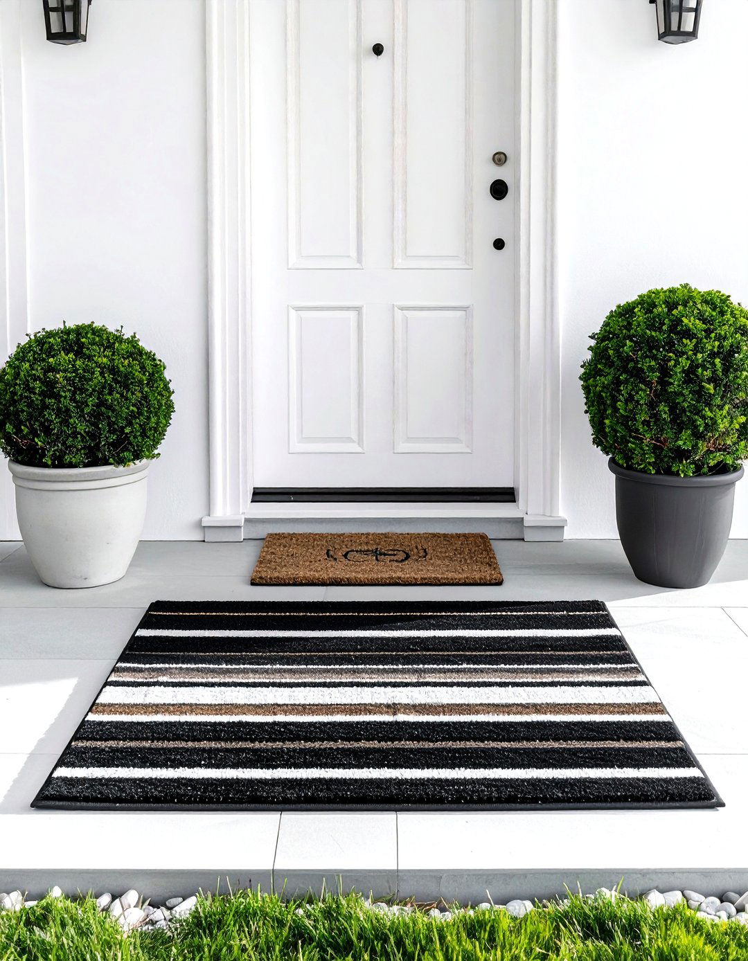 Layered door mats - 30 porch decor ideas