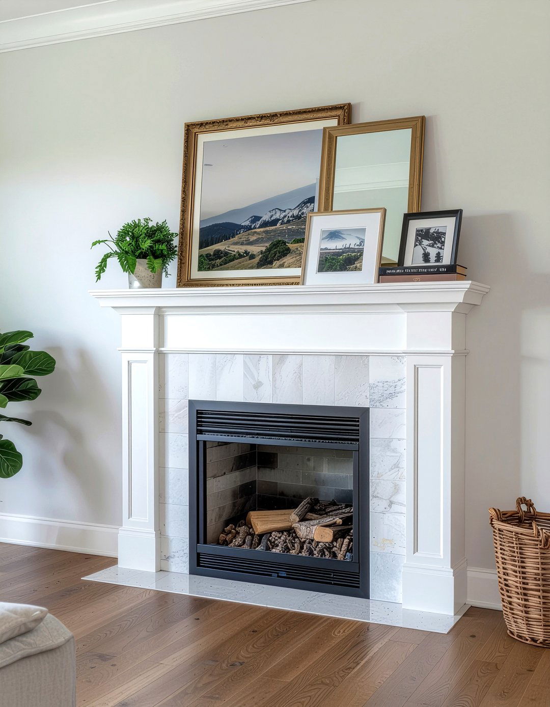 Layered fireplace decor - 30 fireplace decor ideas