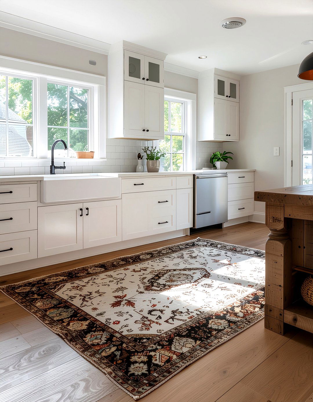 Layered kitchen rug - 30 layered rug ideas