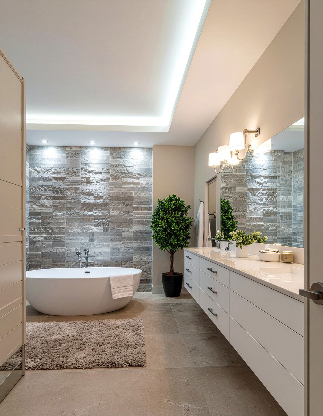 Layered lighting - 30 bathroom lighting statement ideas