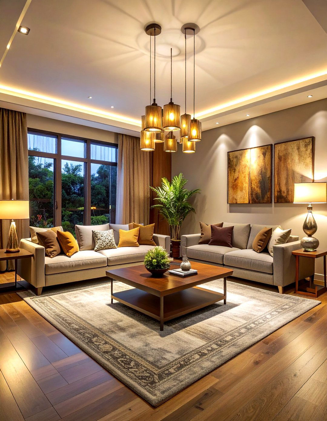 Layered lighting living room - 30 cozy living room settings