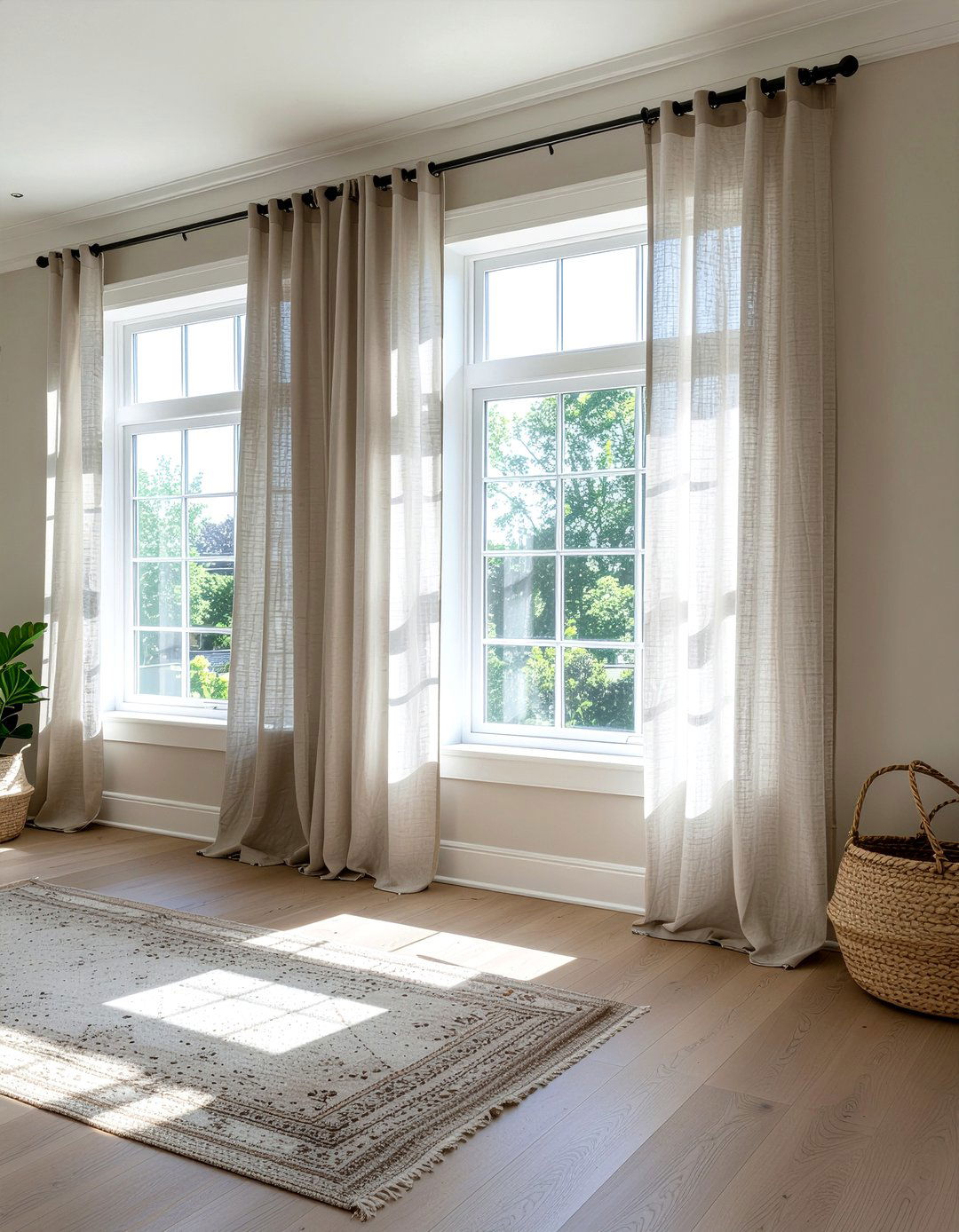 Layered linen curtains - 30 cashmere living room ideas