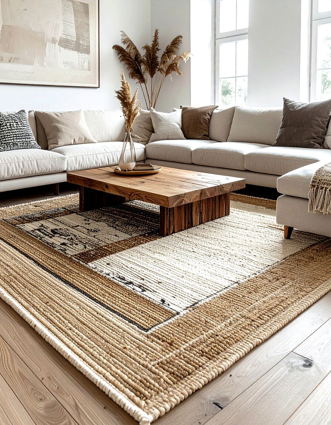 Layered living room rugs - 30 cozy decor ideas