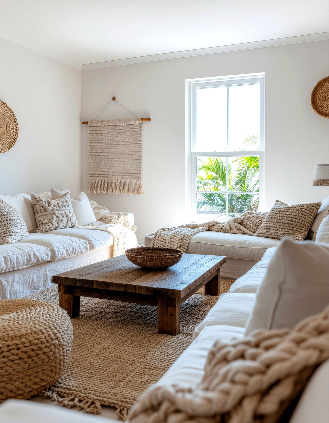 Layered neutral textiles - 30 Mediterranean living room ideas