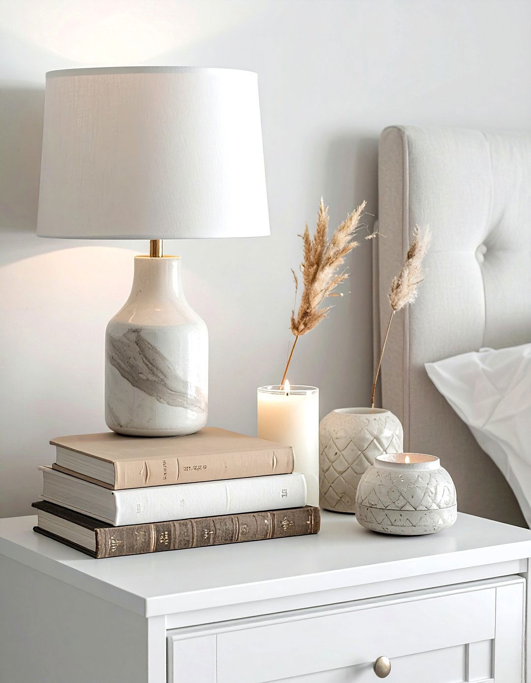 Layered nightstand accessories - 30 nightstand styling ideas