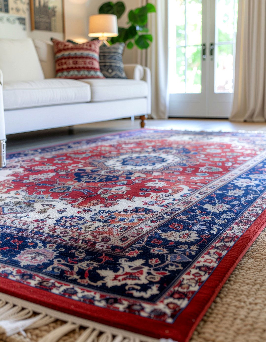 Layered persian rugs - 30 thrifted living room ideas