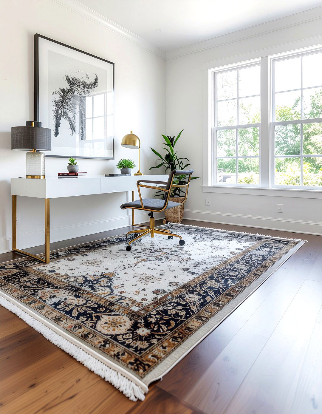 Layered rug in office - 30 layered rug ideas