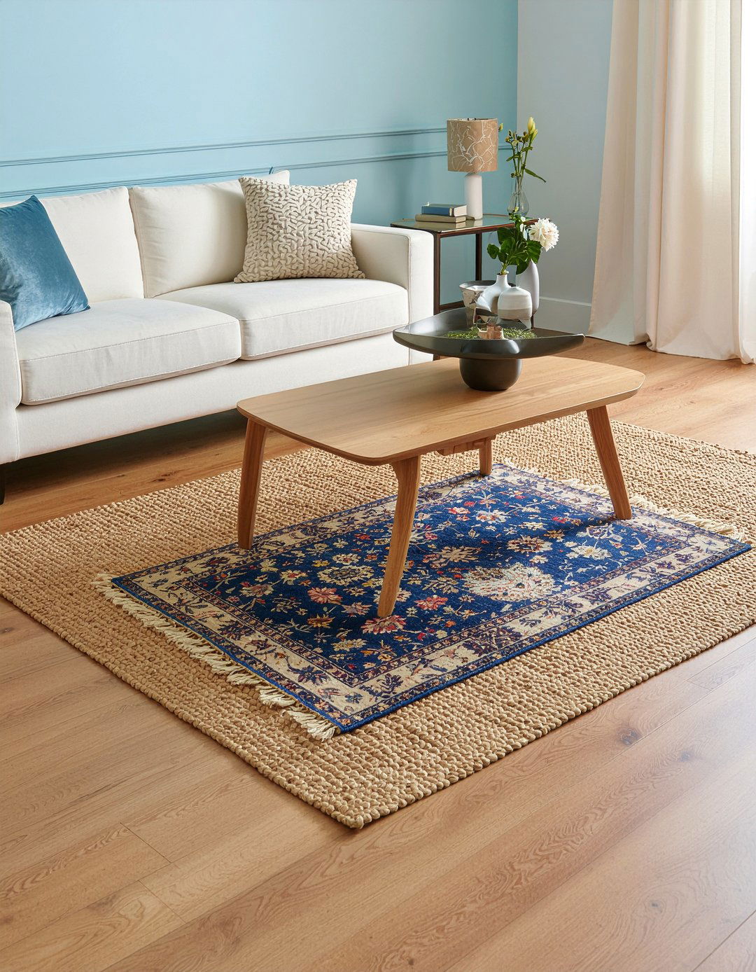 Layered rug living room - 30 casual living room ideas