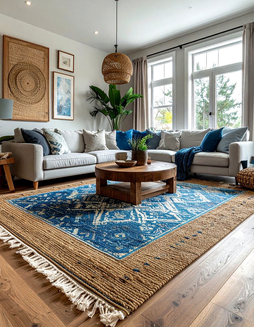 Layered rug living room - 30 home styling ideas