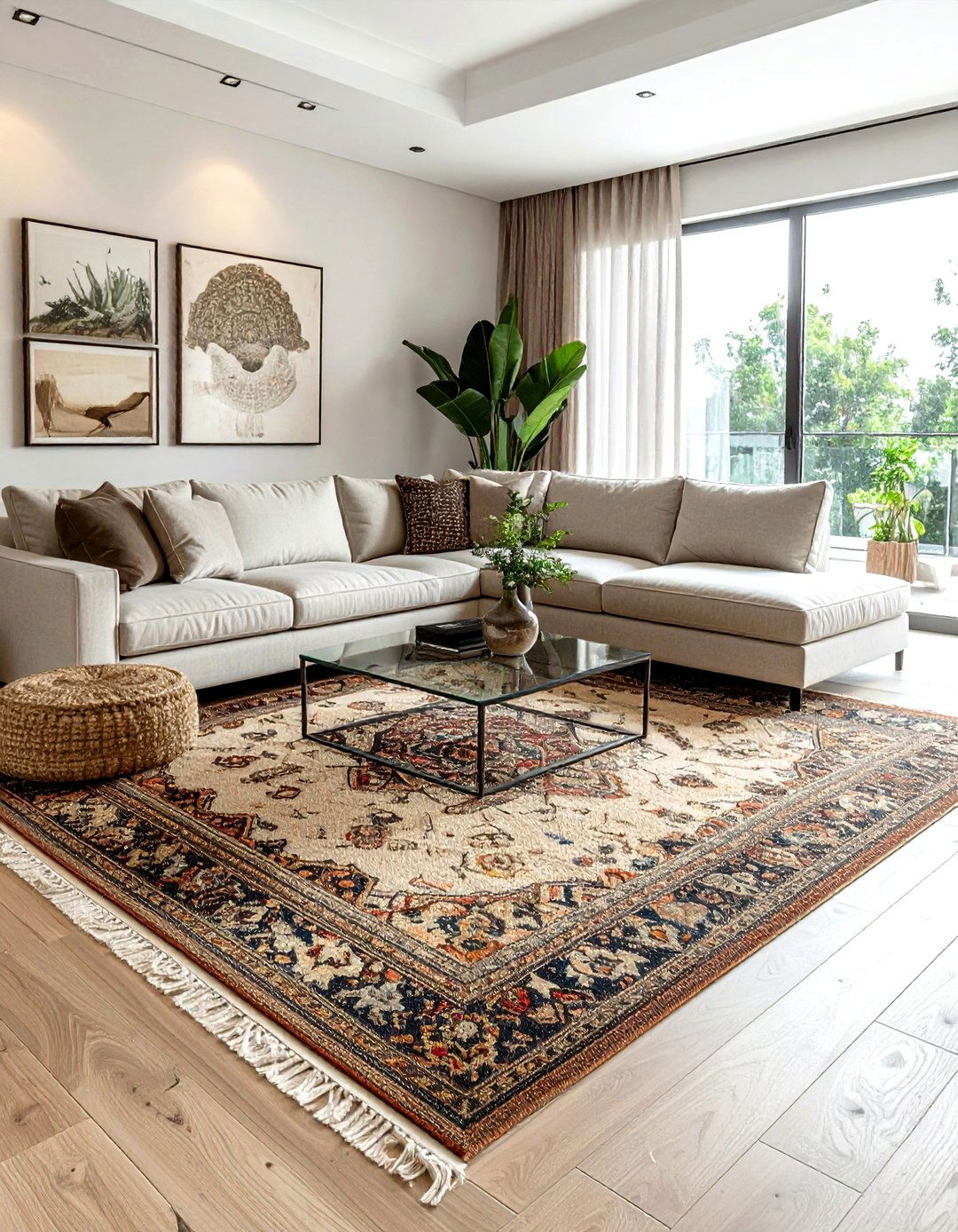 Layered rug living room - 30 living room texture layering ideas