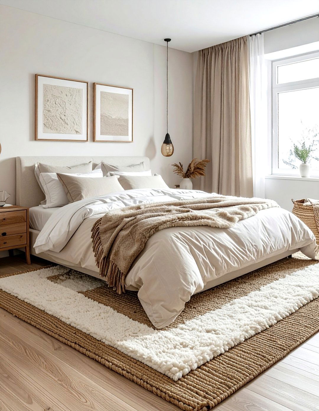 Layered rugs cream bedroom - 30 contemporary cream bedroom ideas
