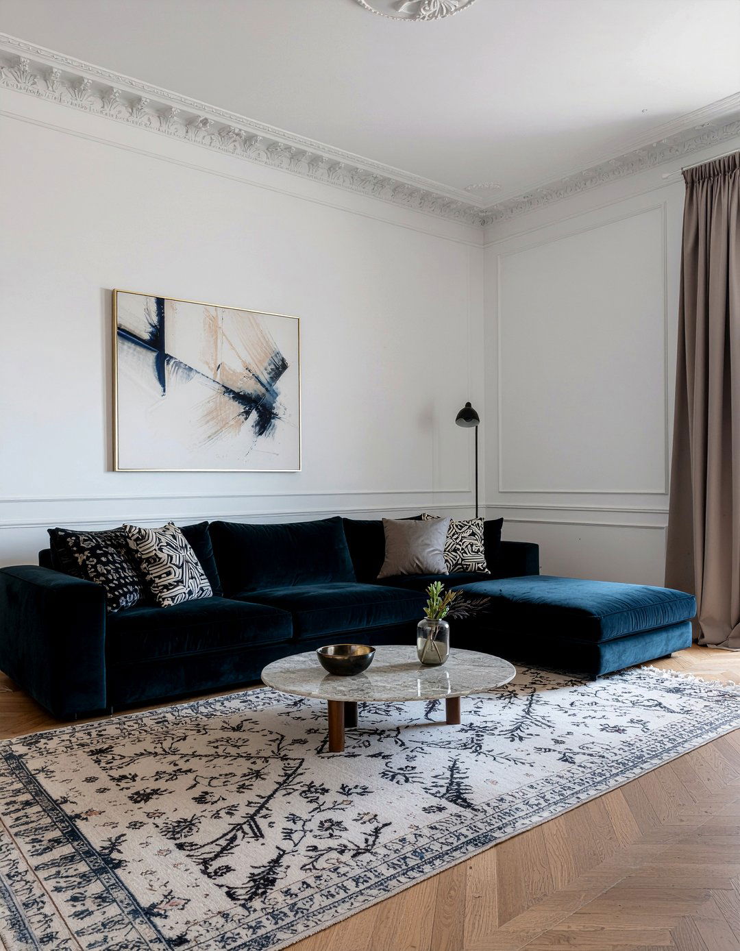 Layered textures in living room - 30 Parisian living room ideas