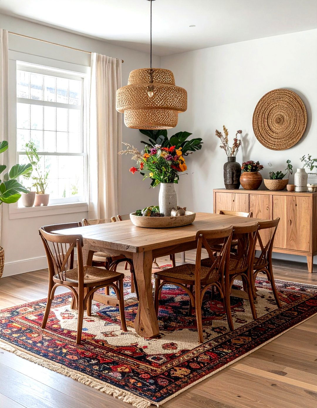 Layered vintage rug dining room - 30 vintage rug dining room ideas