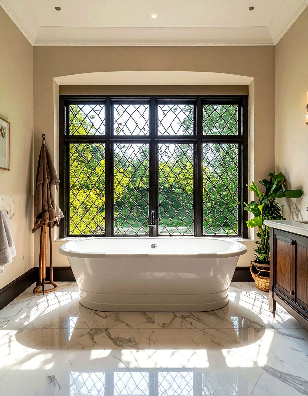 Leaded Glass Bathroom Window - 30 Tudor bathroom ideas