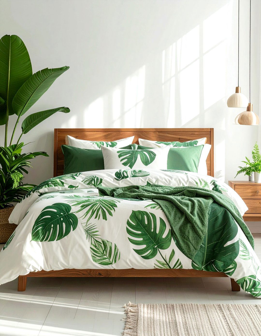 Leaf print bedding - 30 botanical decor ideas