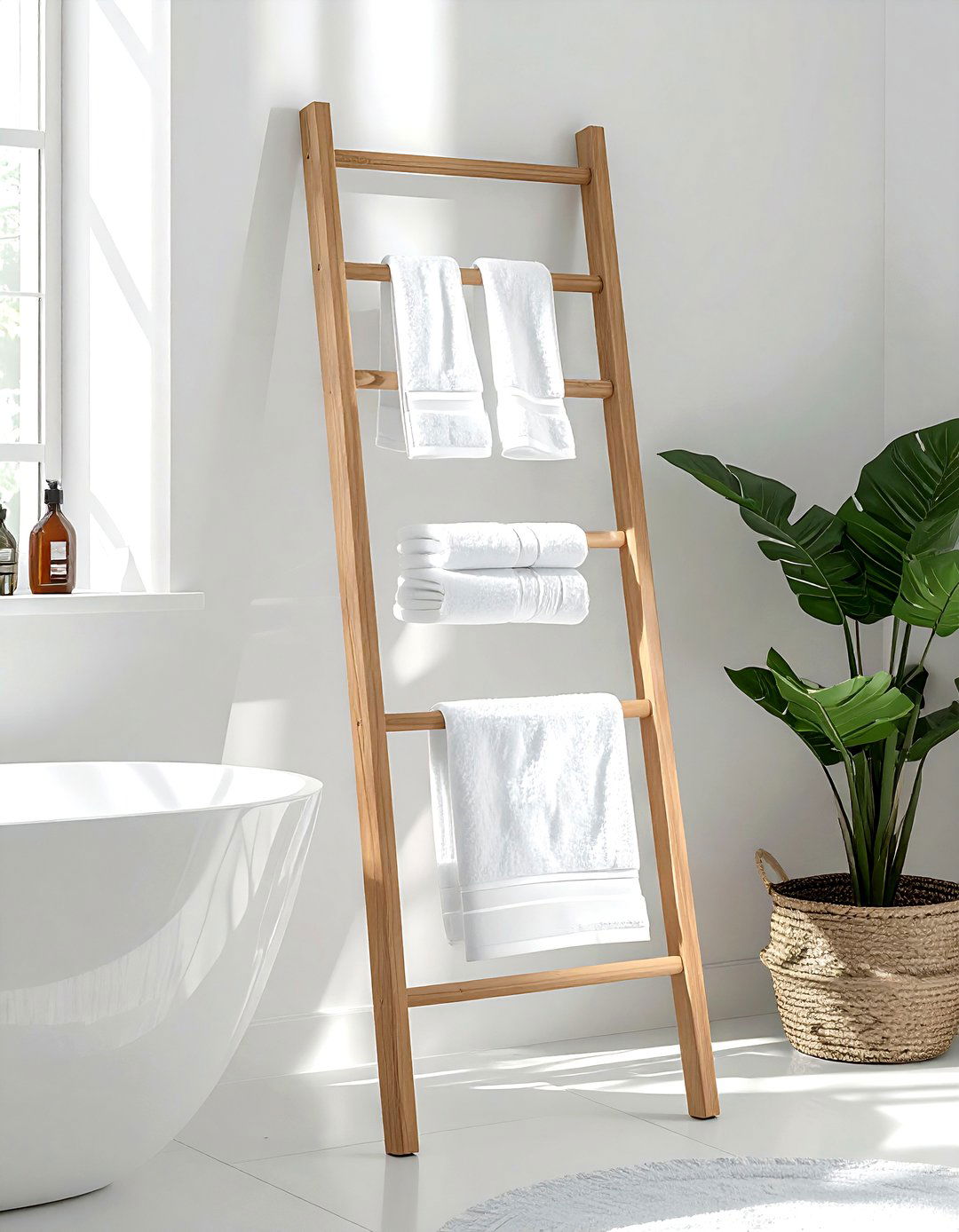 Leaner Towel Ladder - 30 airy decor ideas