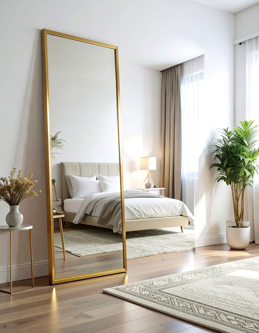Leaner floor mirror - 30 renter-friendly decor ideas