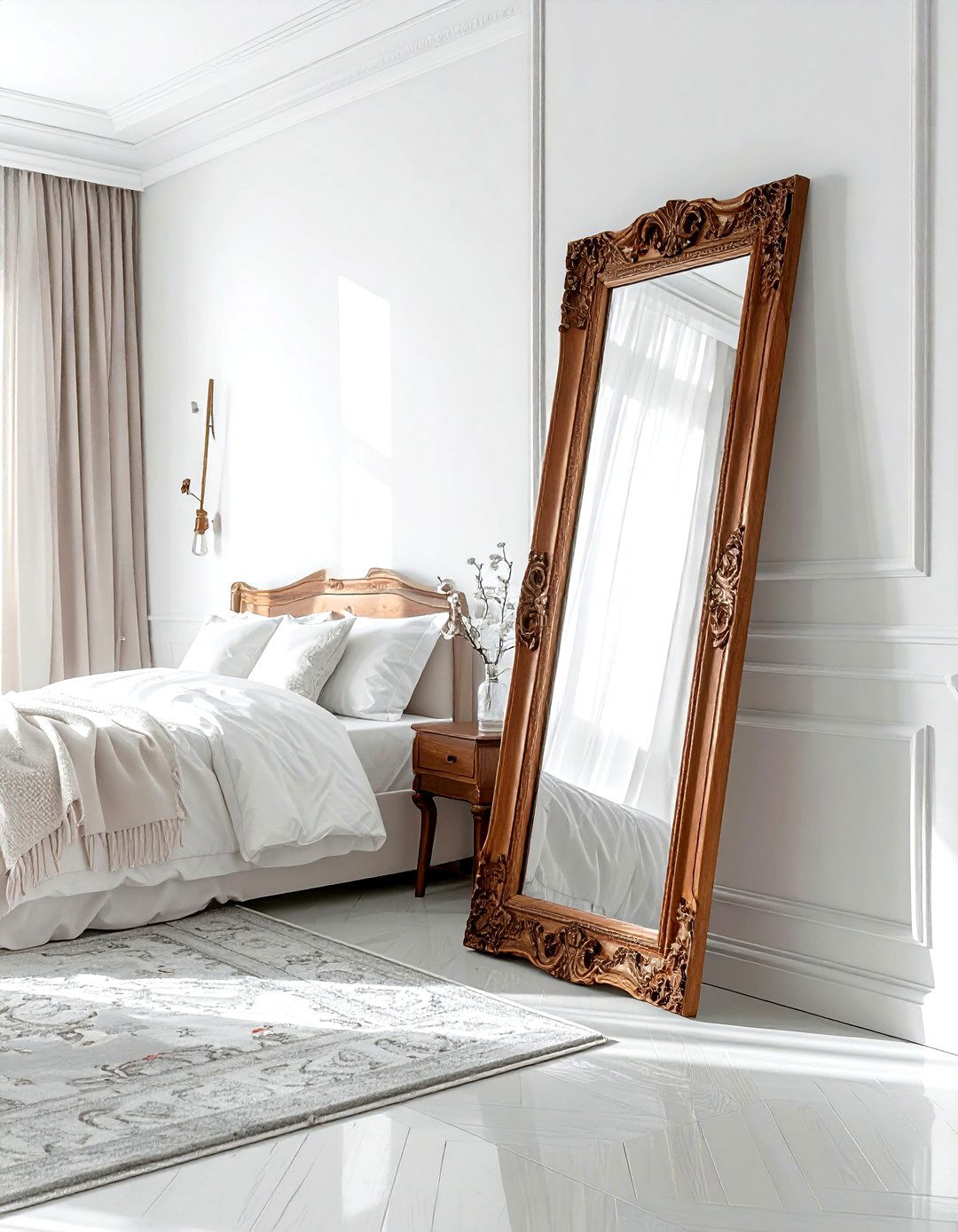 Leaning Floor Mirror - 30 bohemian home decor ideas