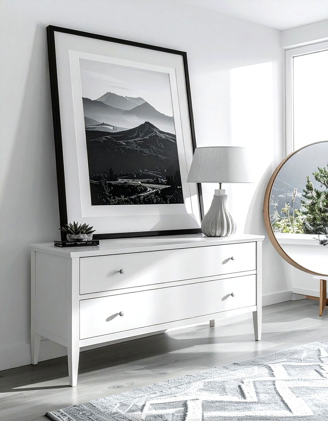 Leaning Picture Frame - 30 dresser top styling ideas