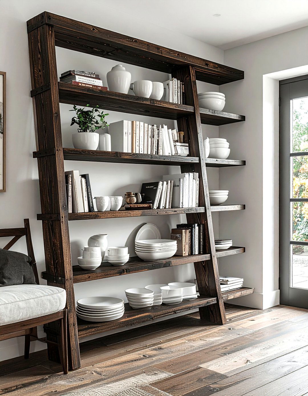 Leaning bookshelf display - 30 temporary dining room ideas