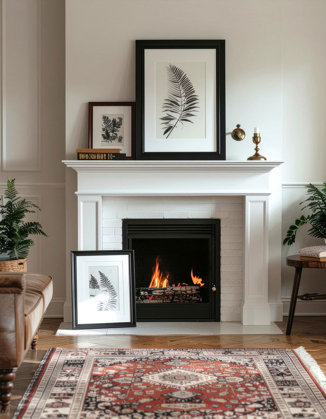 Leaning frames - 30 living room mantel styling ideas