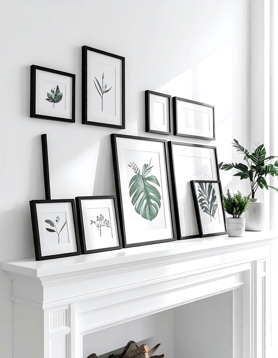 Leaning frames mantel - 30 mantel styling ideas