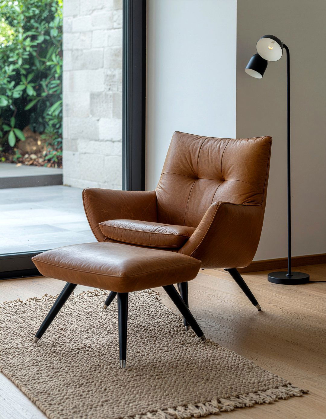Leather Accent Chair - 30 warm minimalist living room ideas