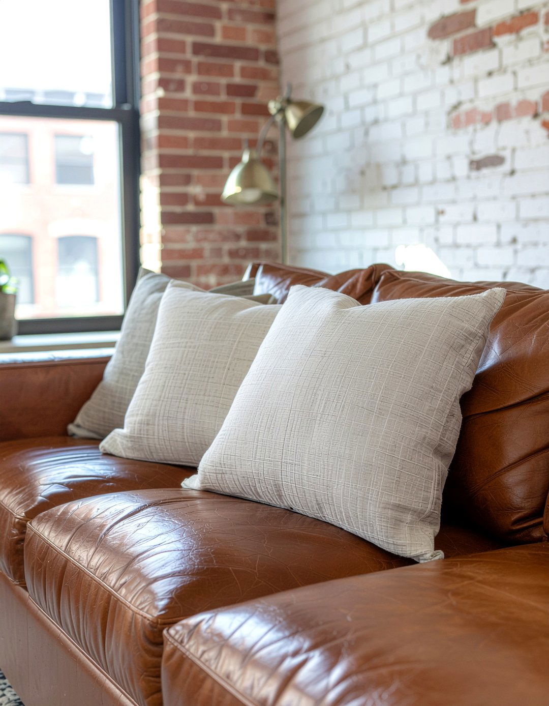 Leather And Linen Pillow Mix - 30 living room throw pillow arrangement
