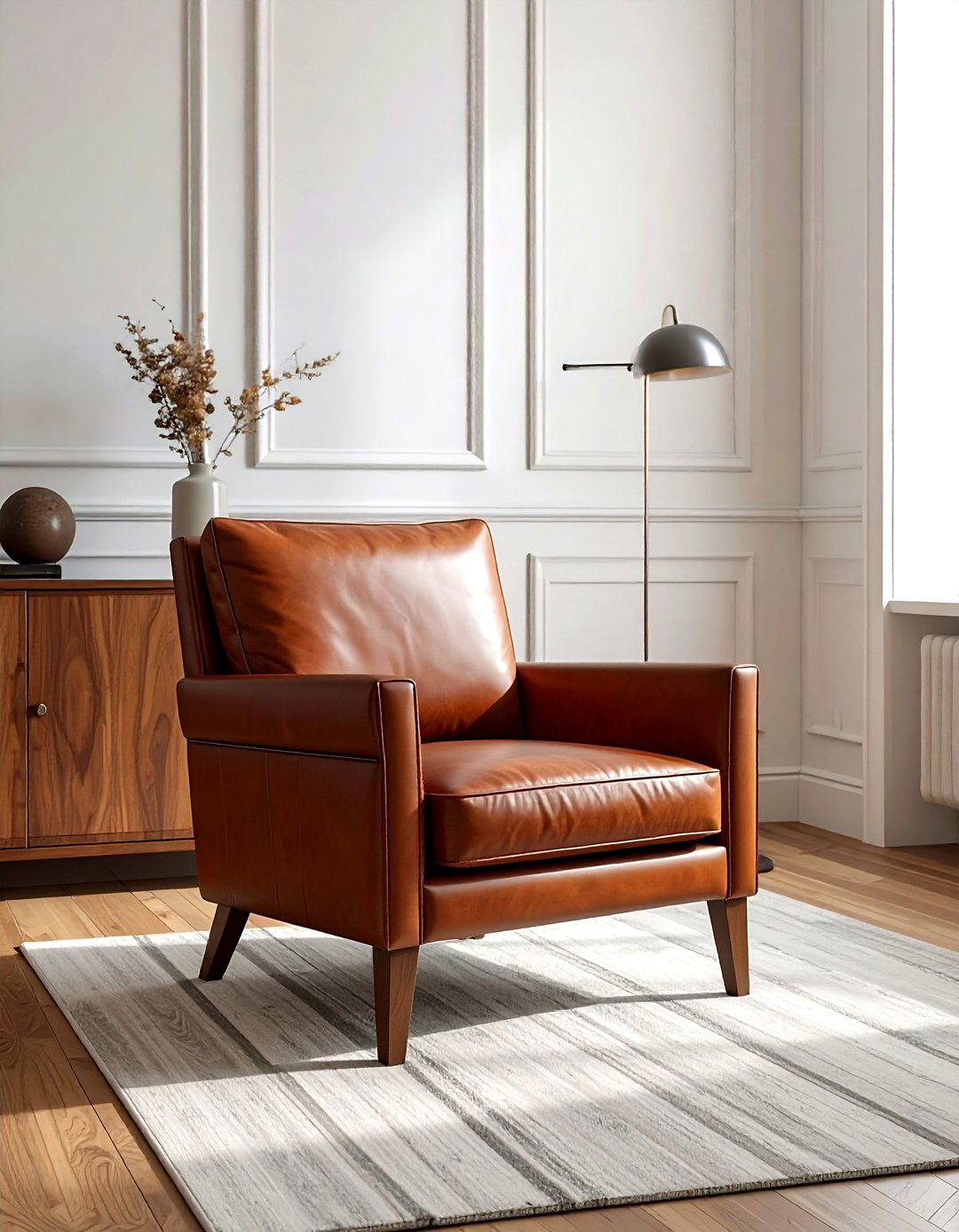 Leather Armchair - 30 warm decor ideas