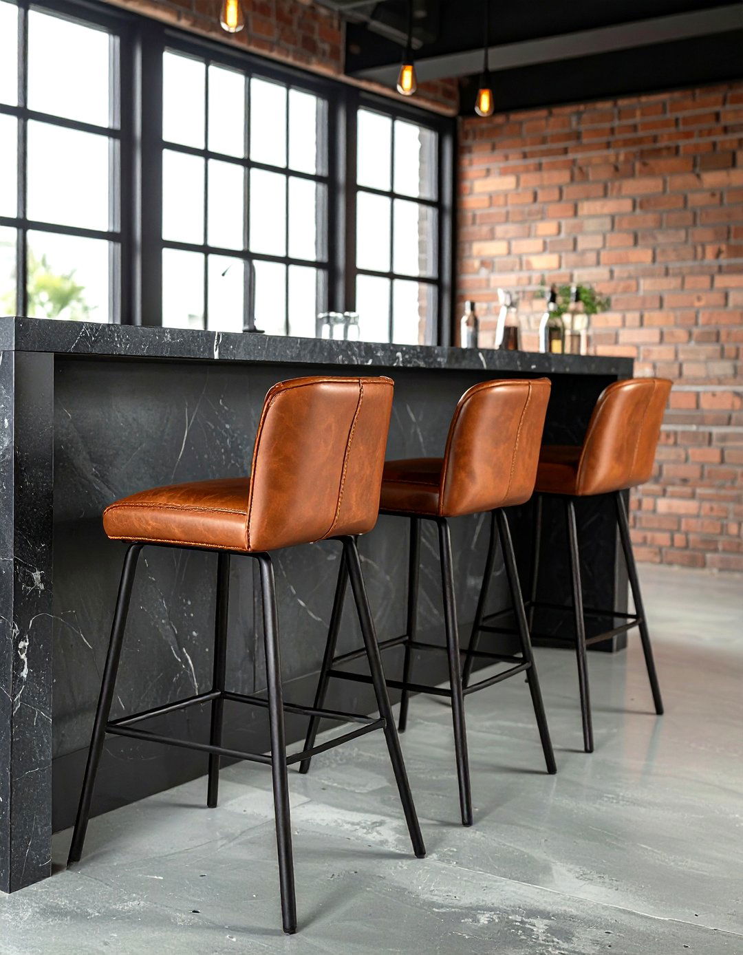 Leather Bar Stools - 30 kitchen seating ideas