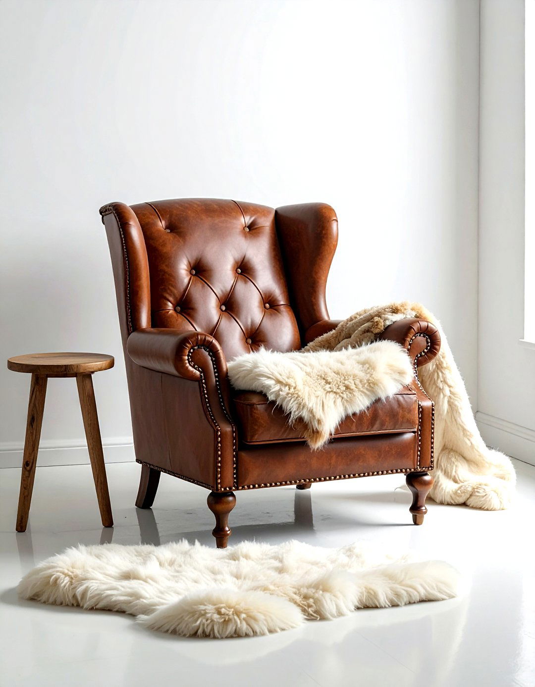 Leather Chair Accent - 30 living room blanket styling ideas