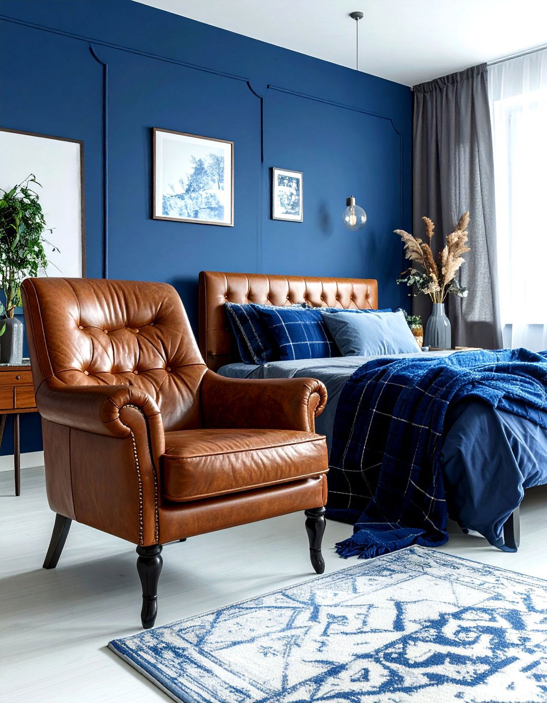 Leather Chair Blue Industrial - 30 industrial blue bedroom ideas