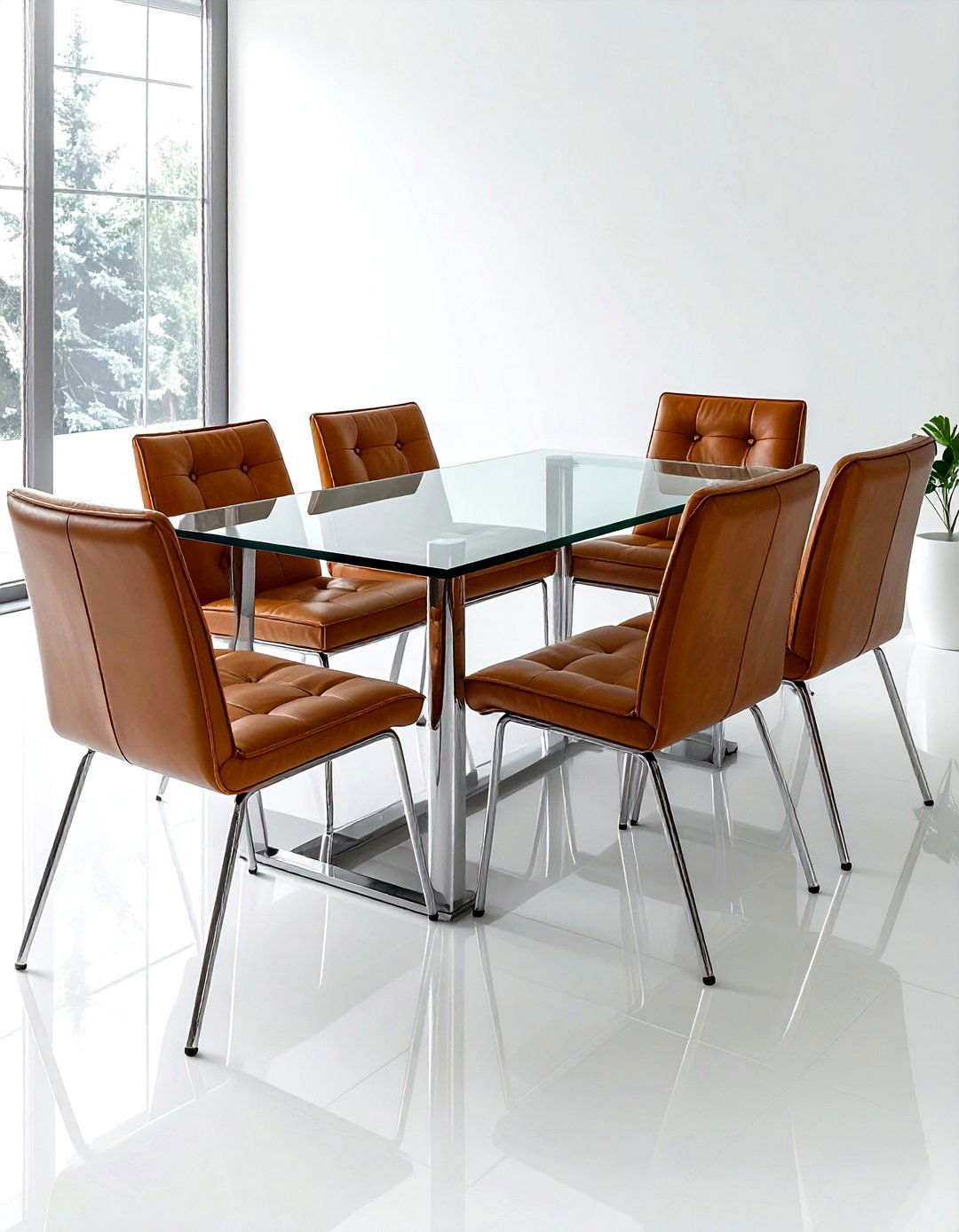 Leather Chair Glass Table - 30 dining room texture layering ideas