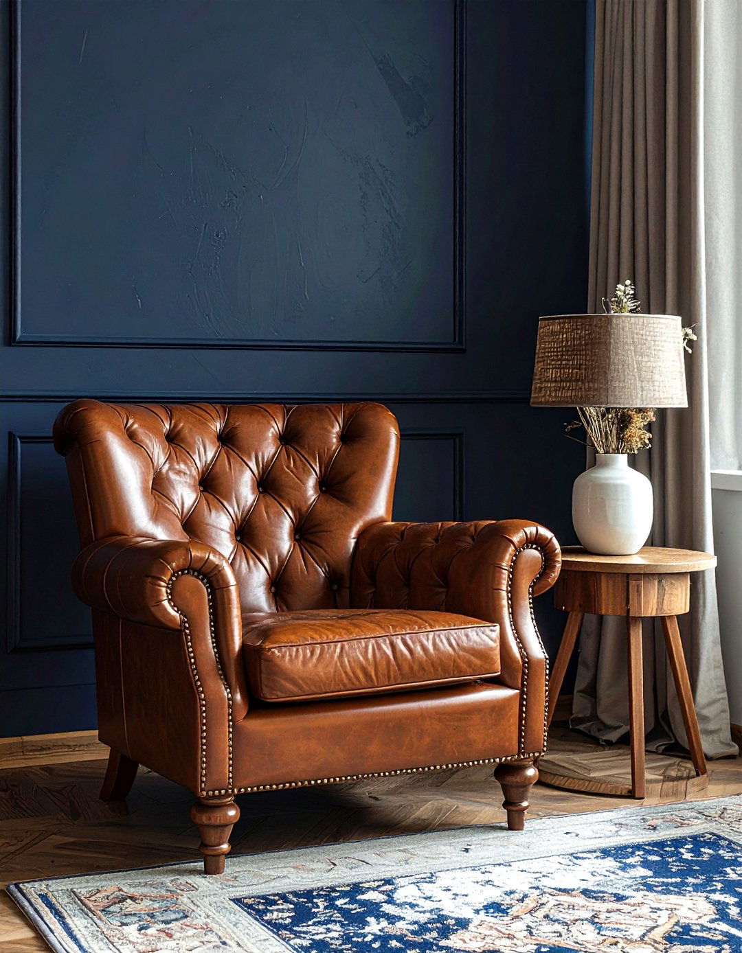 Leather Club Chair - 30 bedroom seating arrangements ideas