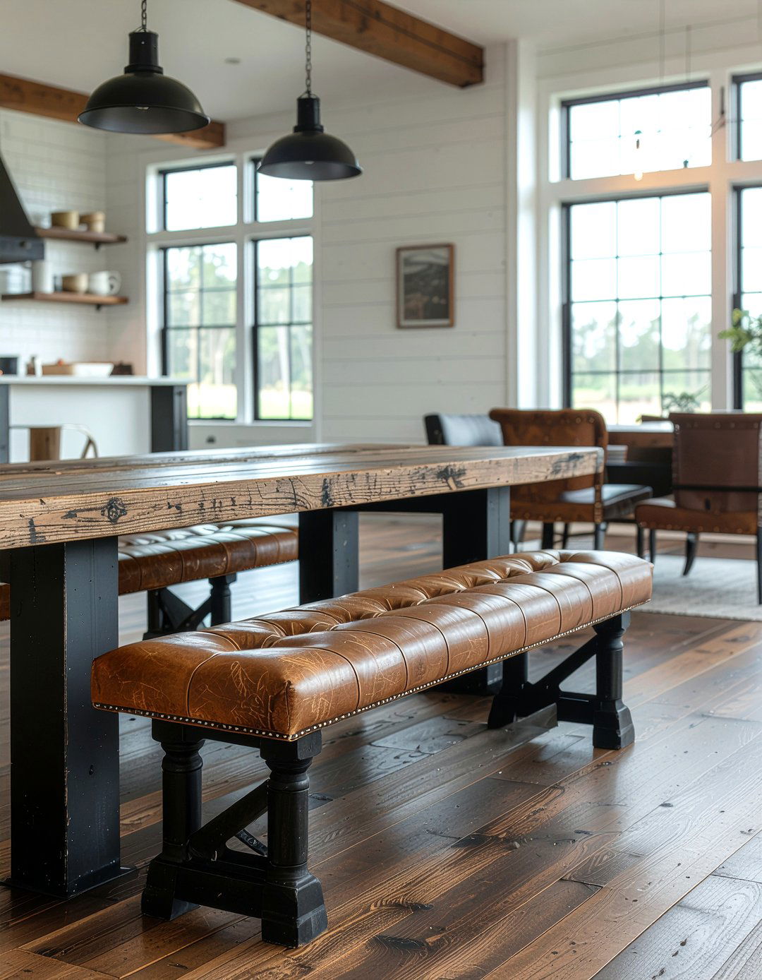 Leather Dining Bench - 30 dining room banquette ideas