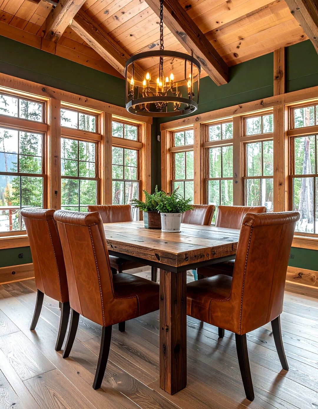 Leather Dining Chairs - 30 lodge dining room ideas