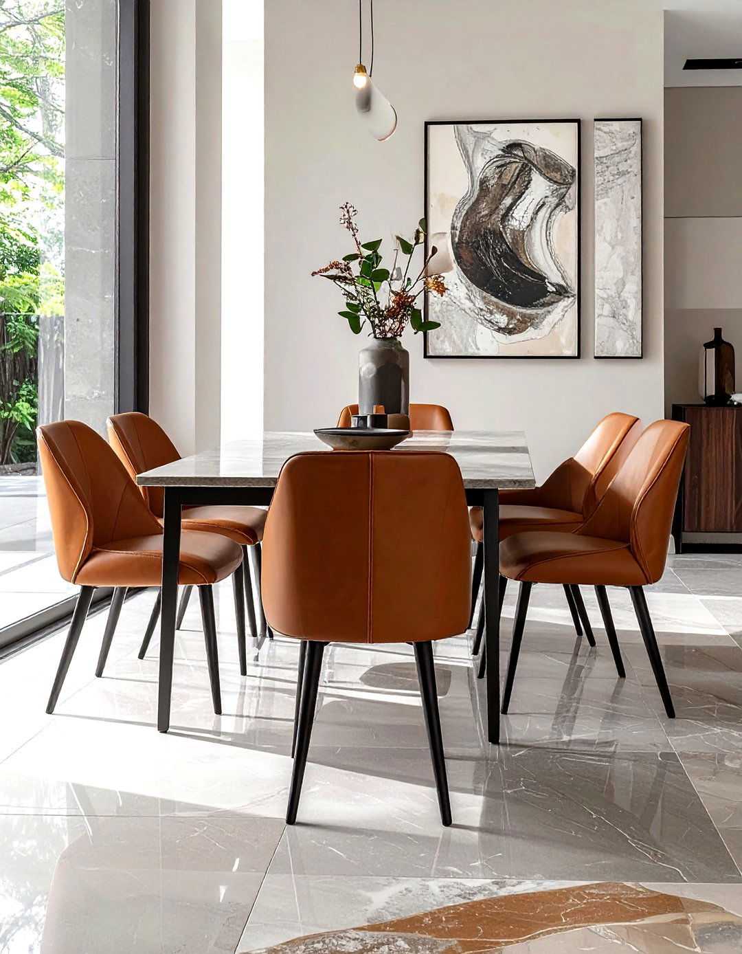 Leather Dining Chairs - 30 modern classic dining room ideas