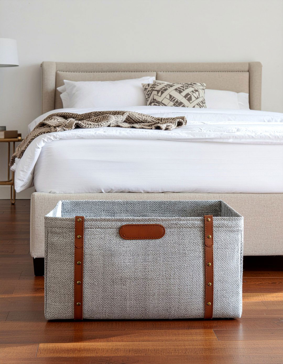 Leather Handle Storage Bin - 30 bedroom storage baskets