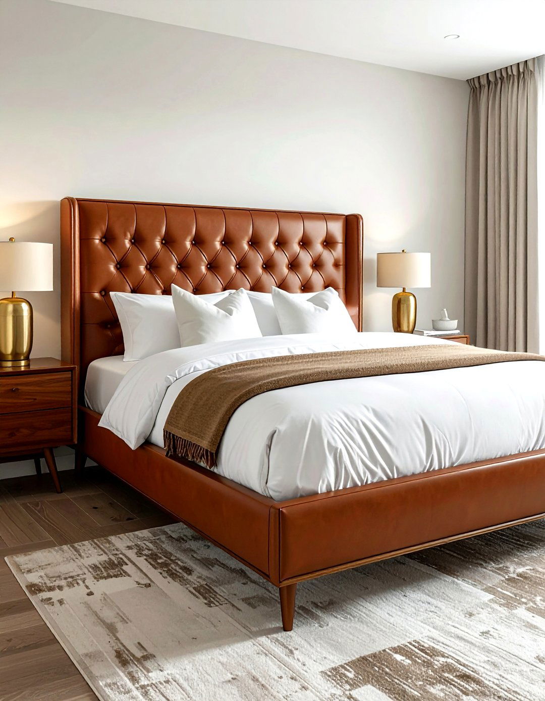 Leather Headboard Style - 30 mid-century modern bedroom ideas