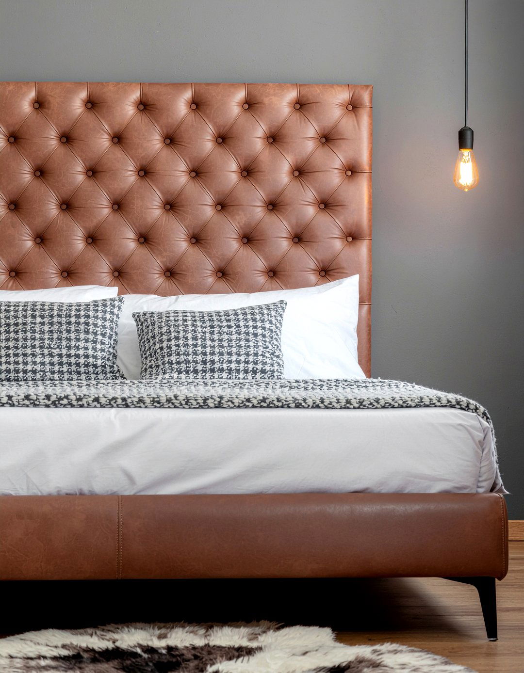Leather Headboard - 30 industrial bedroom ideas