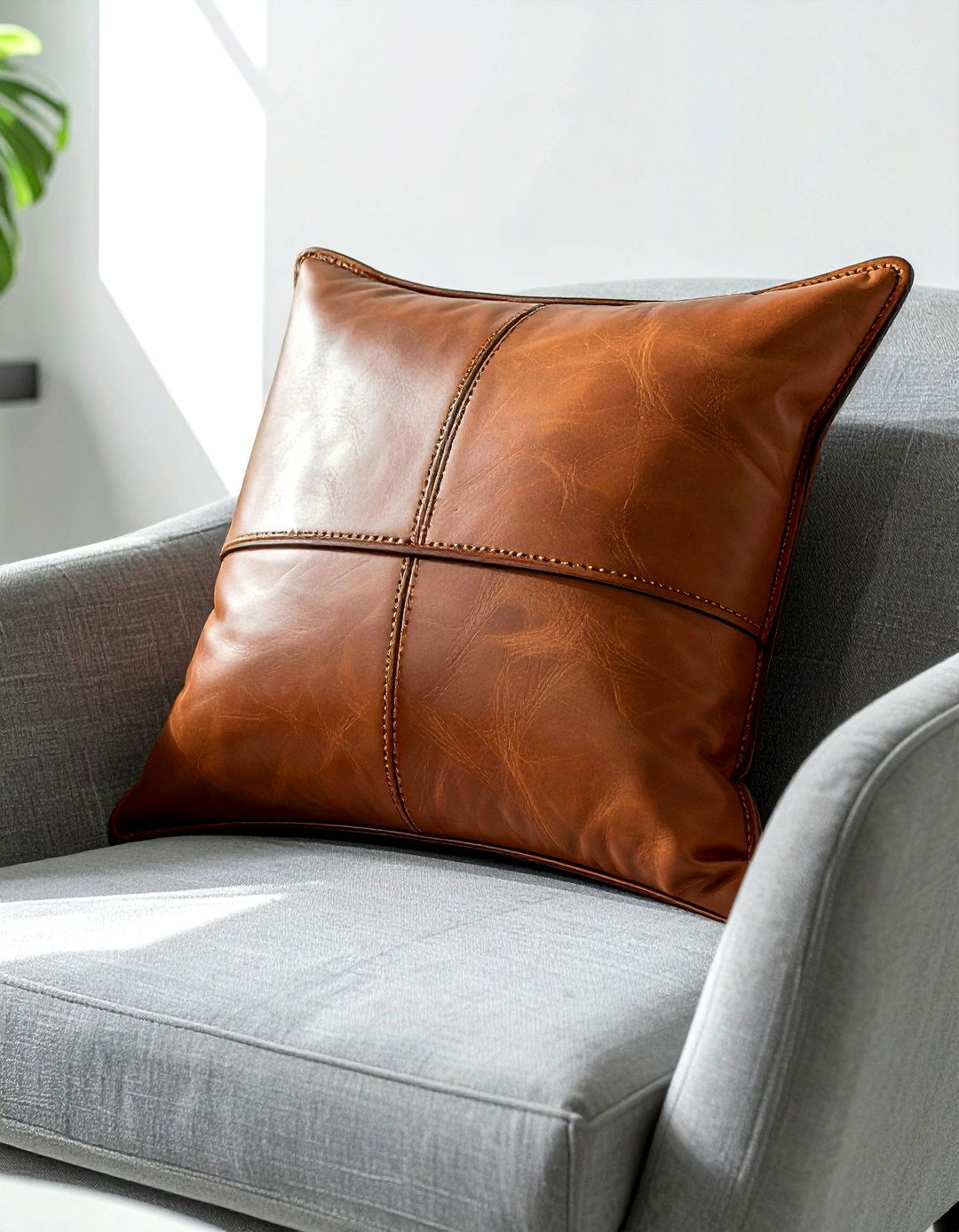 Leather Lumbar Pillow - 30 bolster pillow ideas
