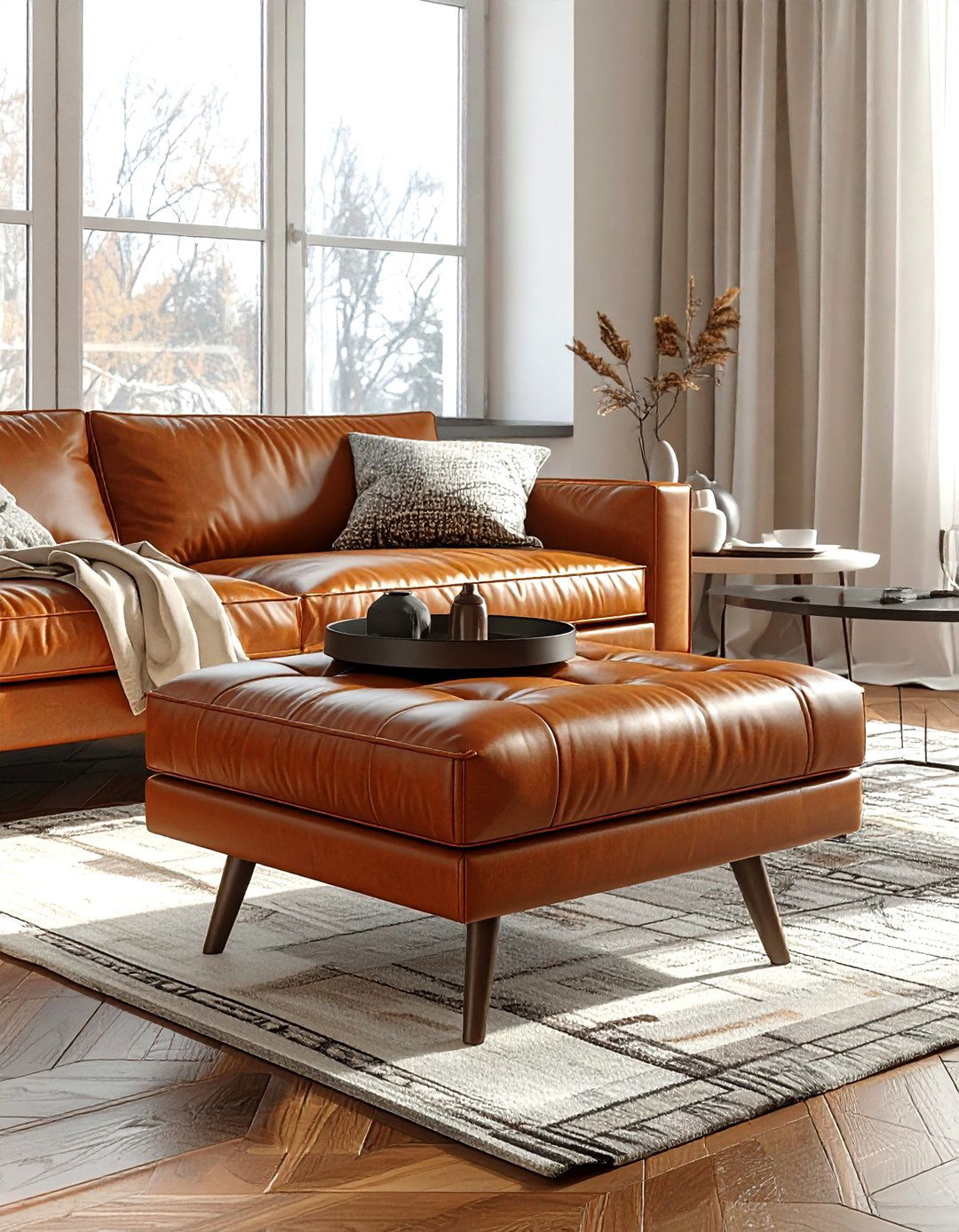 Leather Ottoman - 30 living room ottomans