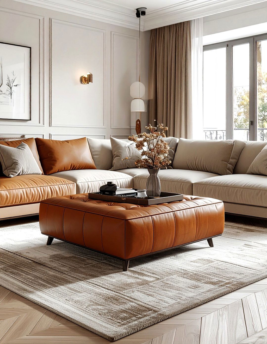 Leather Ottoman Coffee Table - 30 modern traditional decor ideas
