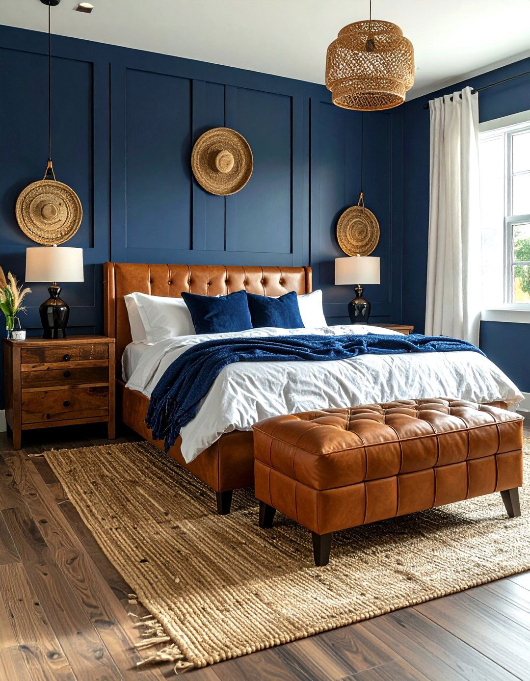 Leather Ottoman Navy Bedroom - 30 bohemian navy bedroom ideas