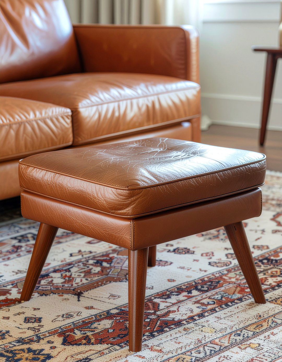 Leather Ottoman Stool Living Room - 30 cozy texture living room ideas