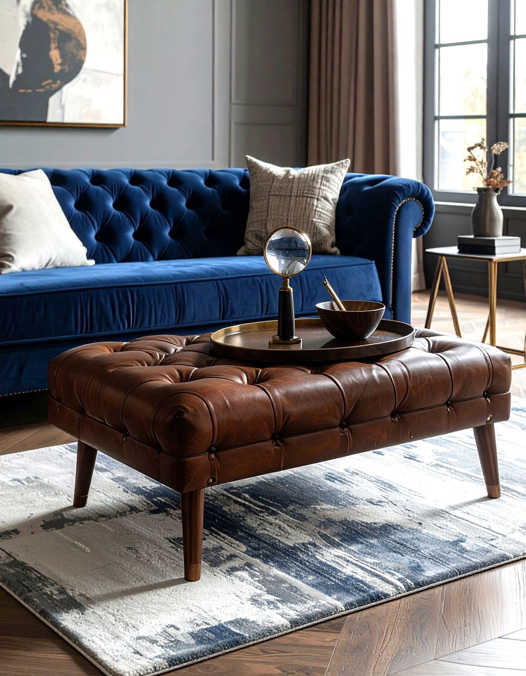 Leather Ottoman Tray - 30 coffee table tray ideas