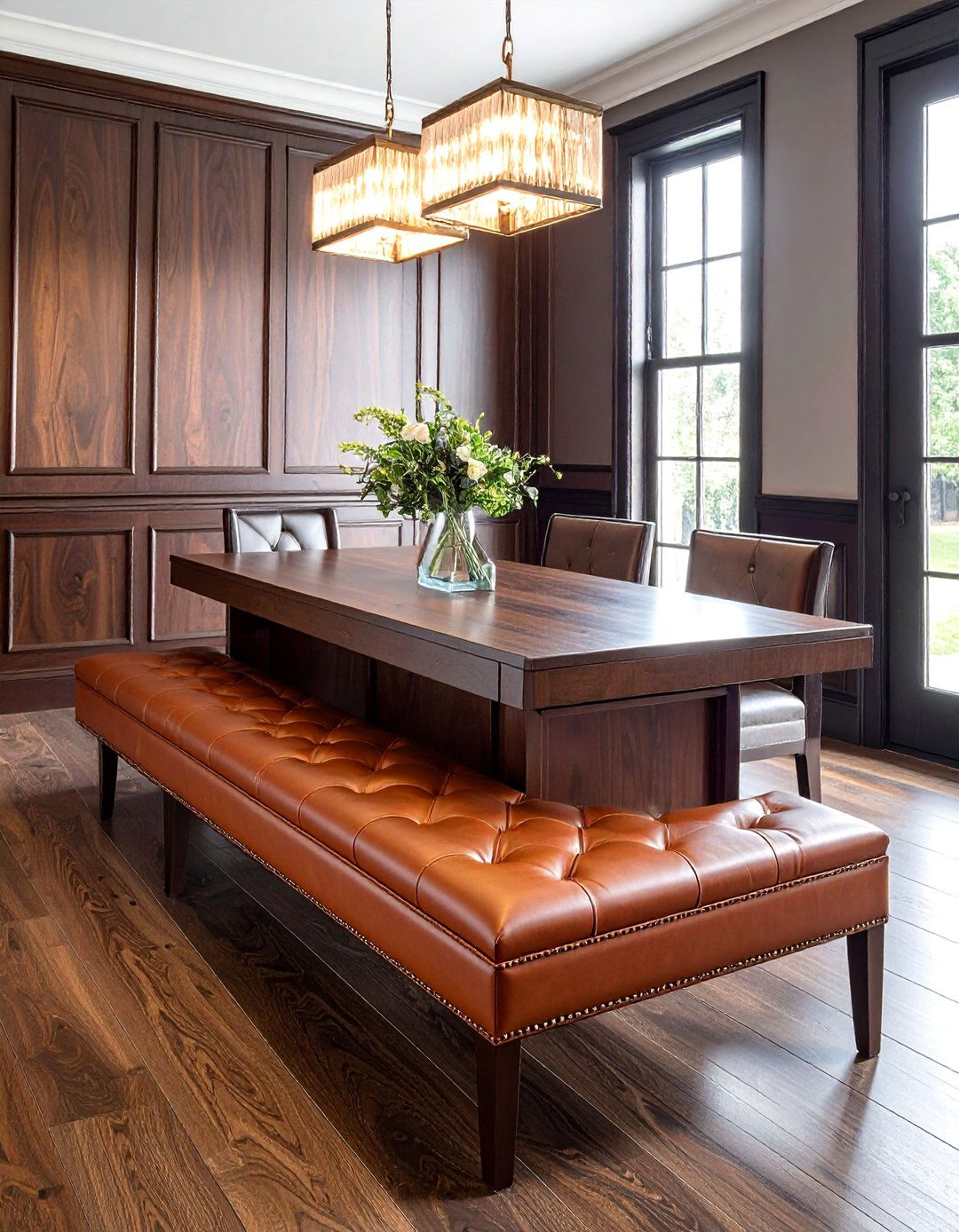 Leather Padded Bench with Hidden Storage - 30 storage dining bench ideas